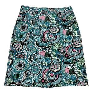 Island Republic Vibrant Tropical Paisley Cotton Twill A-Line Skirt Size 8